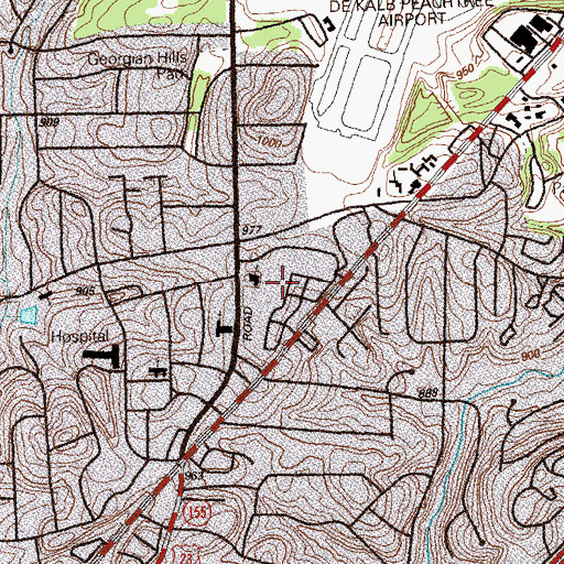 Topographic Map of Outlet Square-Atlanta Shopping Center, GA