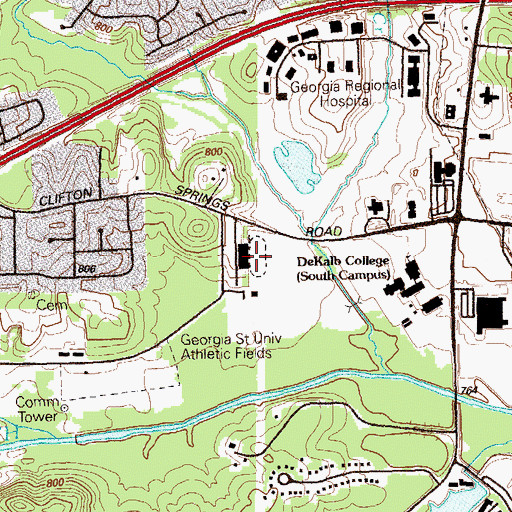 Topographic Map of Panthersville Stadium, GA