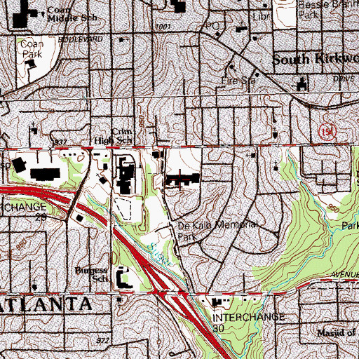 Topographic Map of Parkview Plaza Shopping Center, GA