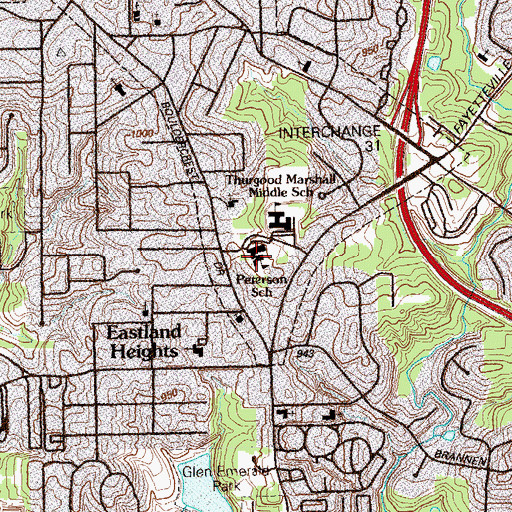 Topographic Map of Gartha B Peterson Elementary School (historical), GA