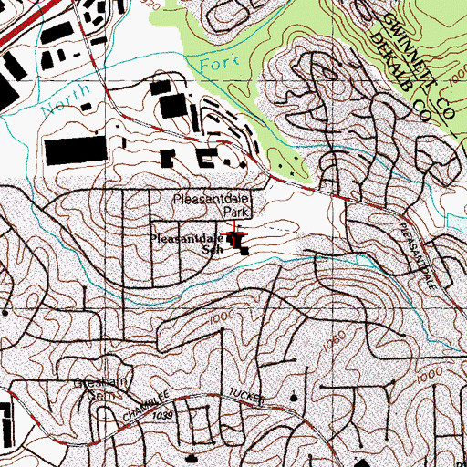 Topographic Map of Pleasantdale Elementary School, GA