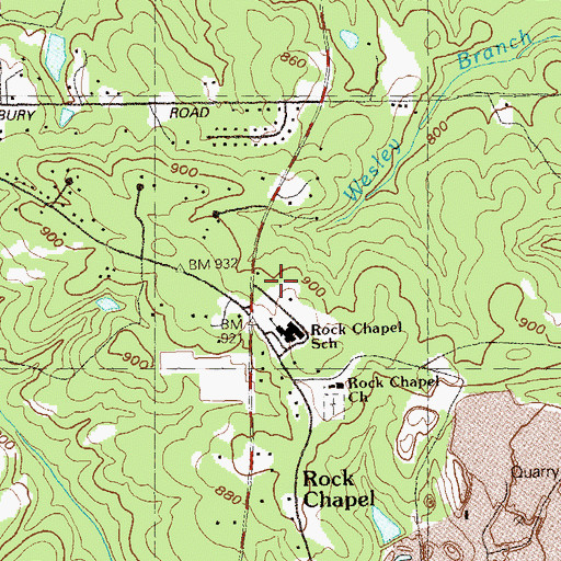Topographic Map of Rock Chapel Park, GA