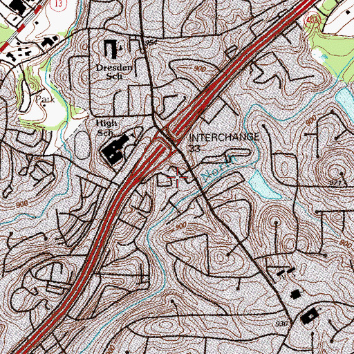 Topographic Map of Shallowford Plaza Shopping Center, GA
