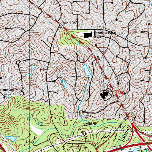 Topographic Map of Silver Ridge, GA