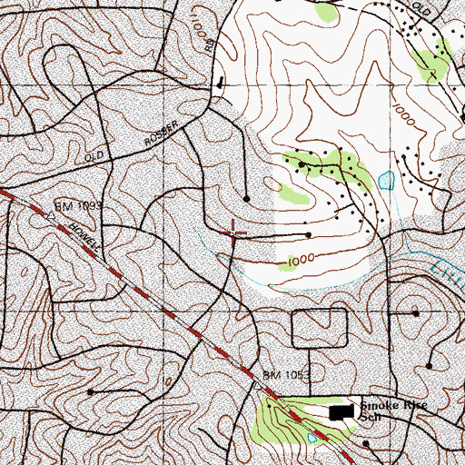 Topographic Map of Smoke Rise, GA