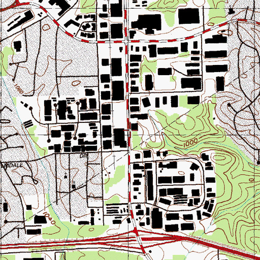 Topographic Map of Stone Mountain Industrial Park, GA