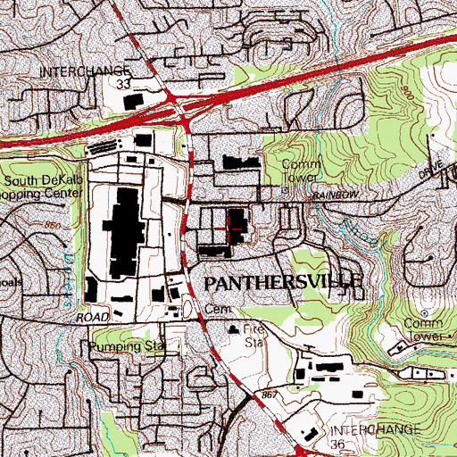 Topographic Map of Sunshine Shopping Center, GA