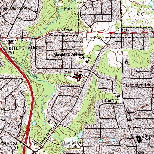 Topographic Map of Terry Mill Elementary School, GA