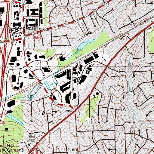 Topographic Map of Tucker Commercial Industrial Park, GA