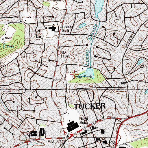 Topographic Map of Tucker Park, GA