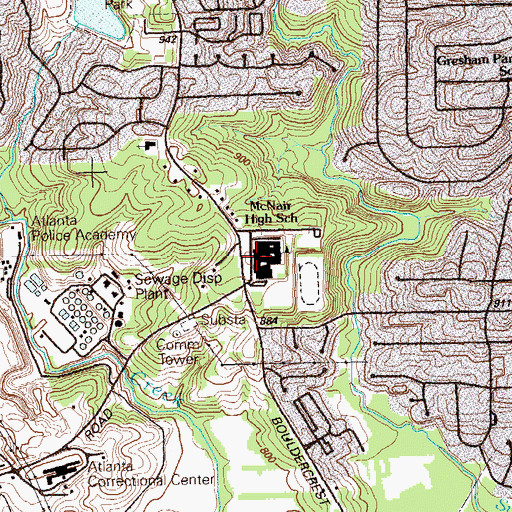 Topographic Map of Walker High School, GA