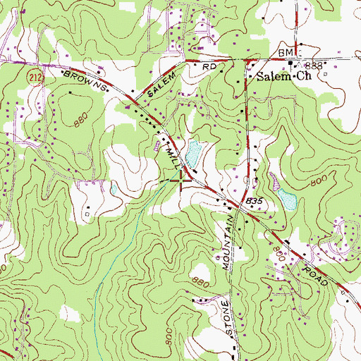 Topographic Map of Brownsmill Park, GA