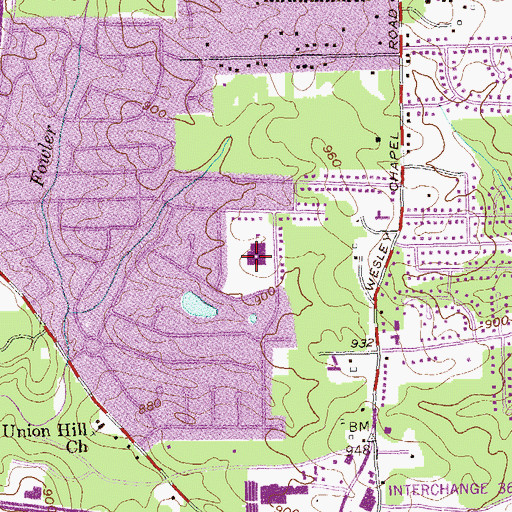 Topographic Map of Canby Lane Elementary School, GA