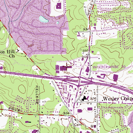 Topographic Map of Chapel Hall Shopping Center, GA