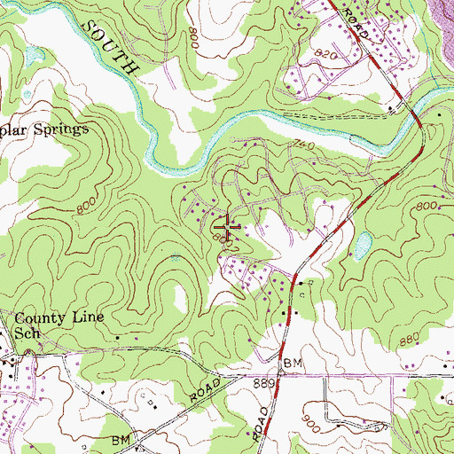 Topographic Map of Chimney Ridge, GA