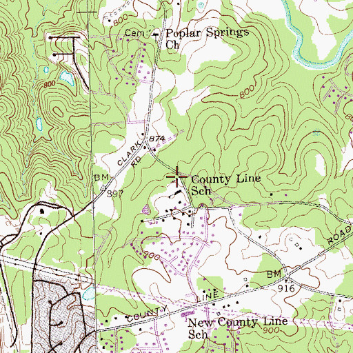 Topographic Map of County Line Church, GA