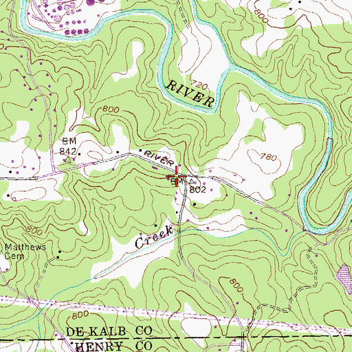 Topographic Map of Faith Church, GA