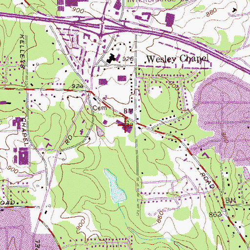 Topographic Map of Five Points Shopping Center, GA