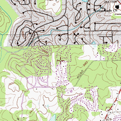 Topographic Map of Hidden Hills, GA