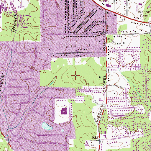 Topographic Map of Leslie Estates, GA