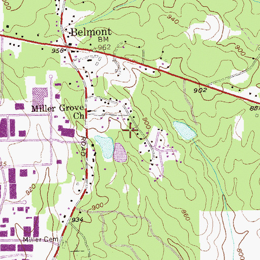 Topographic Map of Miller Grove Park, GA