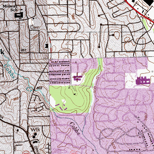 Topographic Map of Peachcrest Elementary School, GA