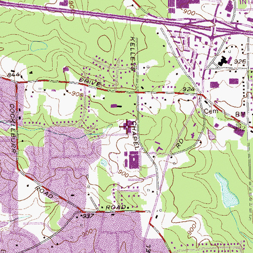 Topographic Map of Rainbow Elementary School, GA