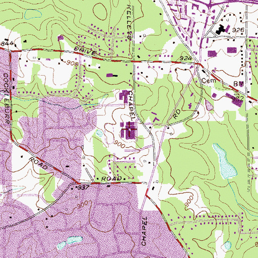Topographic Map of Southwest Dekalb High School, GA