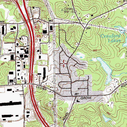 Topographic Map of Cherokee Forest, GA