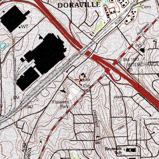 Topographic Map of Doraville Library, GA