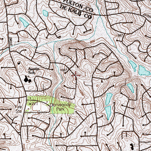 Topographic Map of Dunwoody Heights, GA