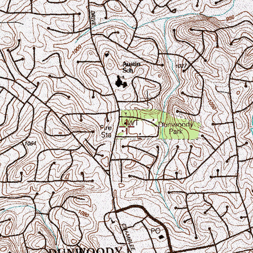 Topographic Map of Dunwoody Park, GA