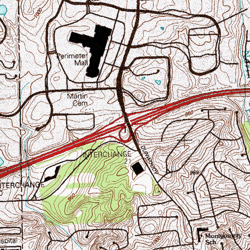 Topographic Map of Exit 21, GA