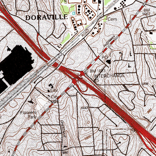 Topographic Map of Exit 25, GA