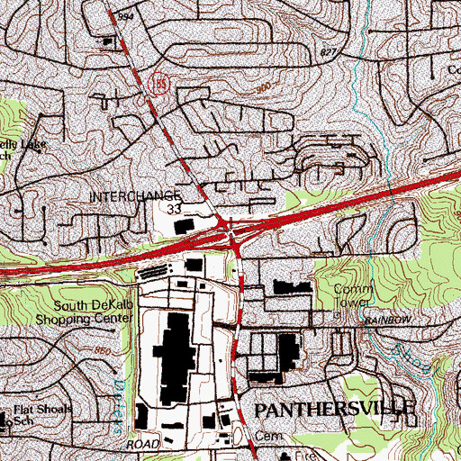 Topographic Map of Exit 33, GA