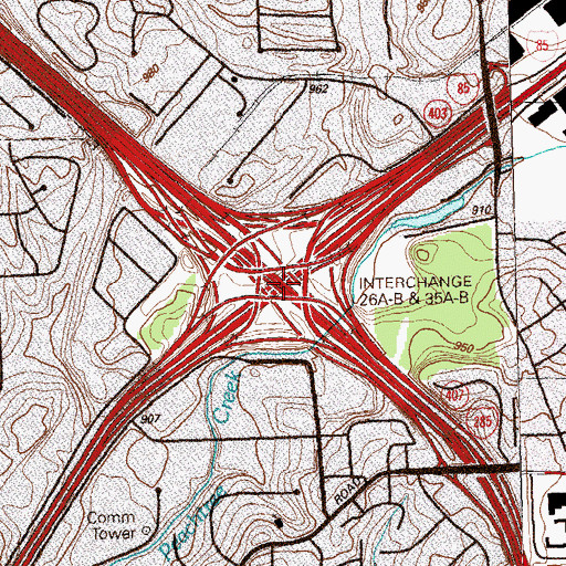 Topographic Map of Exit 35, GA