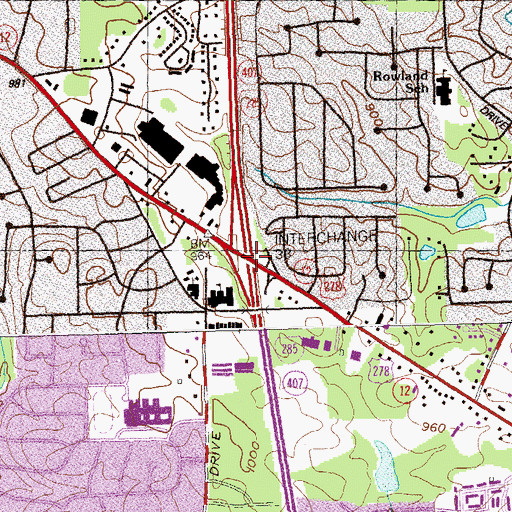 Topographic Map of Interchange 33, GA