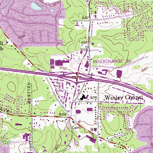 Topographic Map of Interchange 36, GA