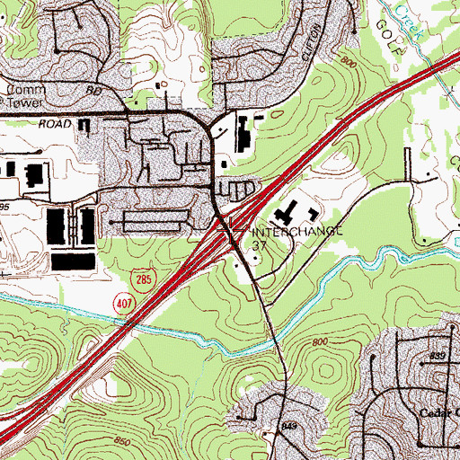Topographic Map of Interchange 37, GA