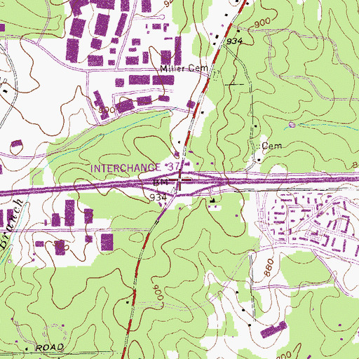 Topographic Map of Interchange 37, GA