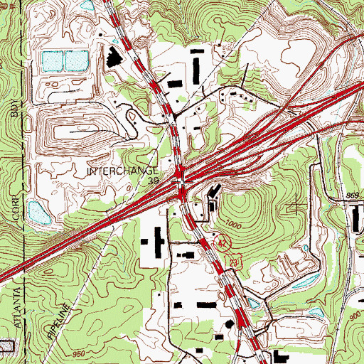 Topographic Map of Interchange 39, GA