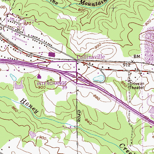 Topographic Map of Interchange 39, GA