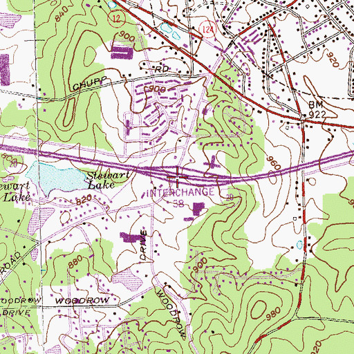 Topographic Map of Interchange 38, GA