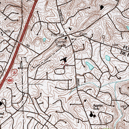 Topographic Map of Manning Farms, GA