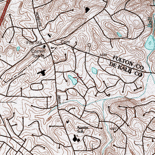 Topographic Map of Mill Glen, GA