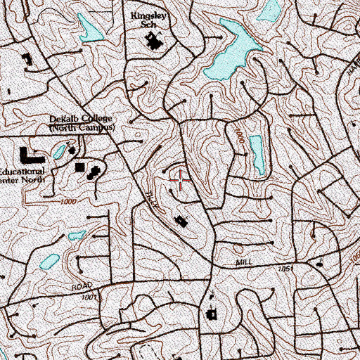 Topographic Map of North Peachtree Woods, GA