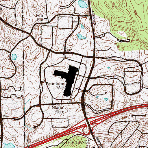 Topographic Map of Perimeter Station Atlanta Post Office, GA