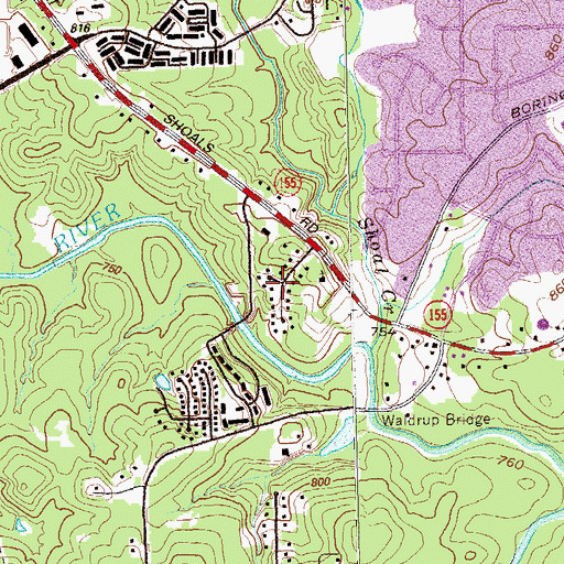 Topographic Map of Briar Glen, GA