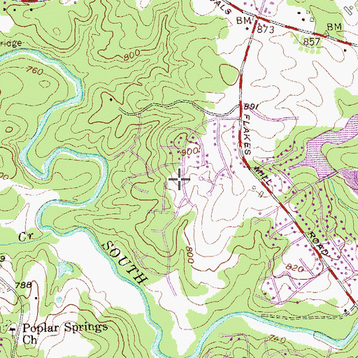 Topographic Map of Brook Glen, GA