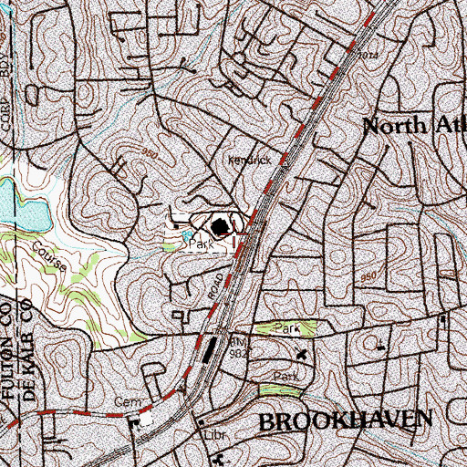 Topographic Map of Brookhaven Park, GA